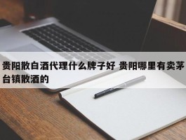 贵阳散白酒代理什么牌子好 贵阳哪里有卖茅台镇散酒的